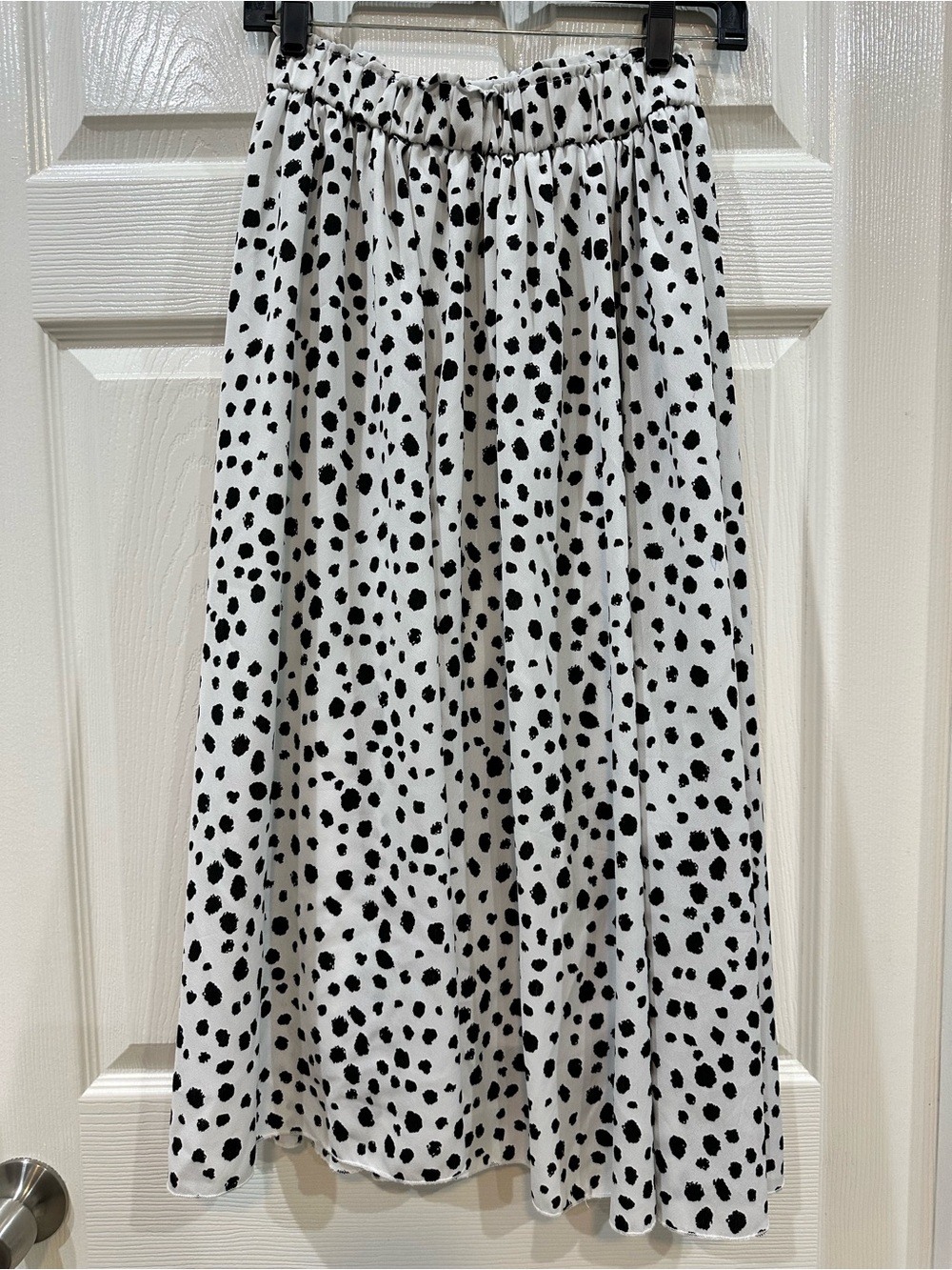 Black & White Dalmatian Print Midi Skirt